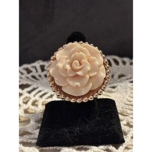 Jill Zarin Carved Coral Floral Rose Gold Tone Ring Size 7 Adjustable